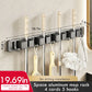 Wall Mount Broom Mop Holder Aluminum Alloy Tool Organizer 4 Clips 5 Hooks Gray