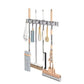 Wall Mount Broom Mop Holder Aluminum Alloy Tool Organizer 4 Clips 5 Hooks Gray