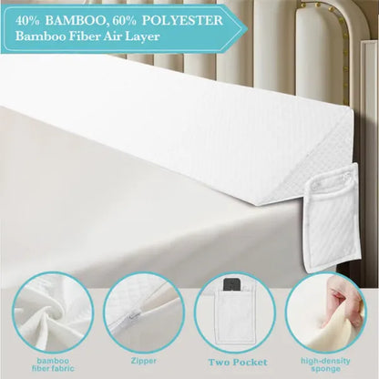 Bed Gap Filler Pillow 54 Inch Full Mattress Wedge Cushion Bamboo Cover White