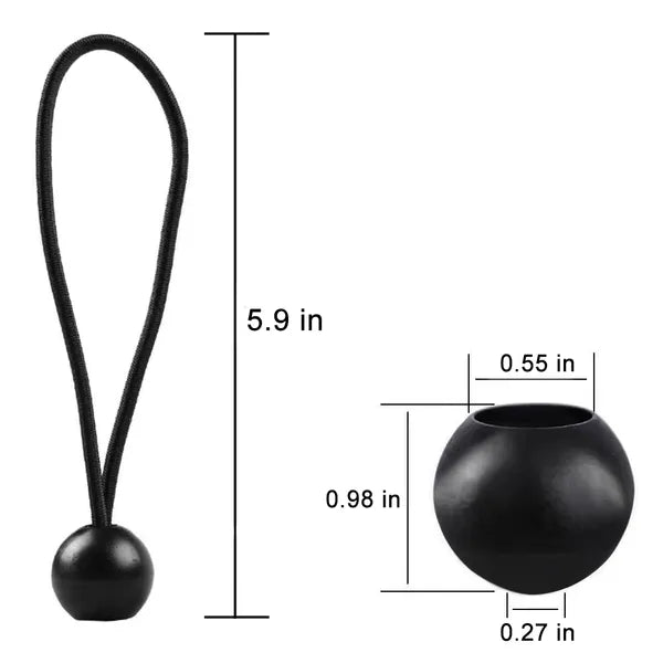 6 Inch Ball Bungee Cords 12 Pack Black Tarp Tie Downs Canopy Shade Cloth Ties