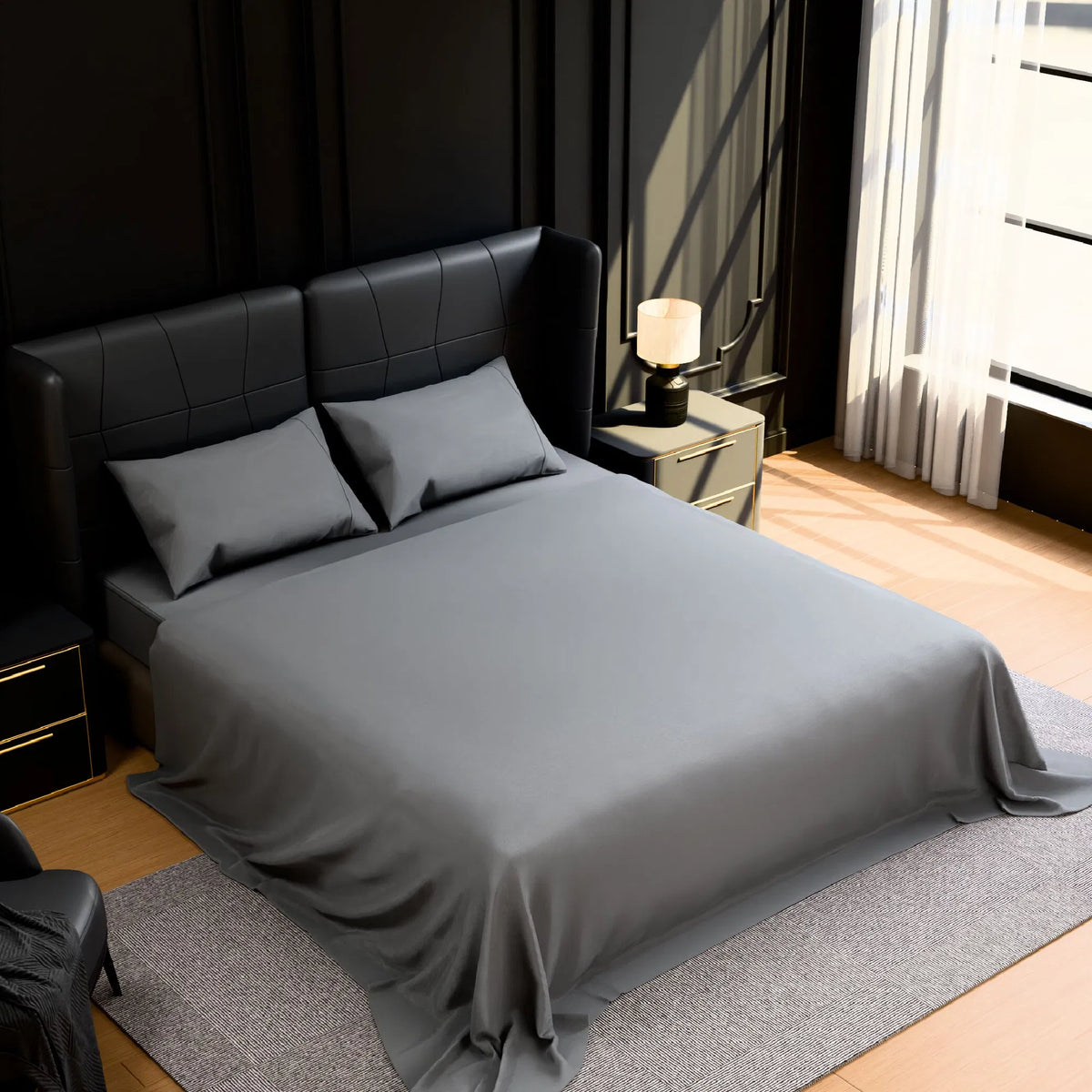Full Size Bed Sheets 4 Piece Grey Brushed Microfiber Deep Pocket Sheet Set