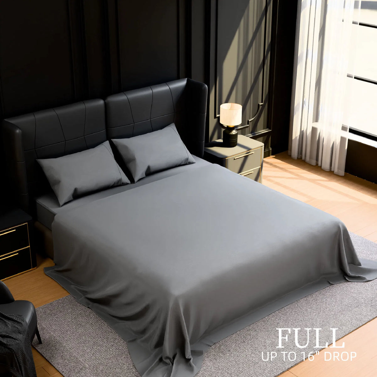 Full Size Bed Sheets 4 Piece Grey Brushed Microfiber Deep Pocket Sheet Set