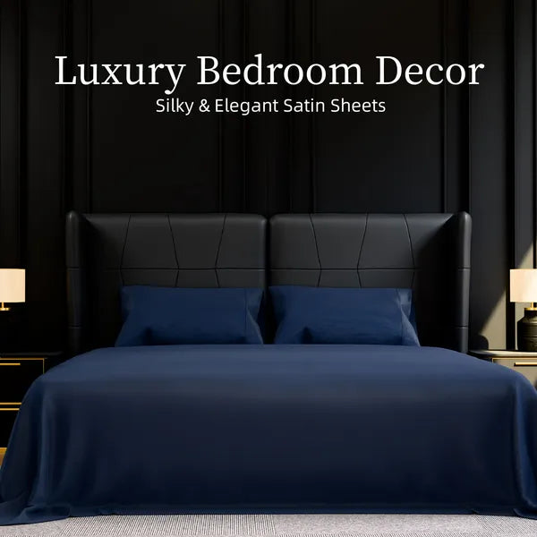 Full Size Sheets 4PC Navy Blue Brushed Microfiber Deep Pocket Soft Bedding Set