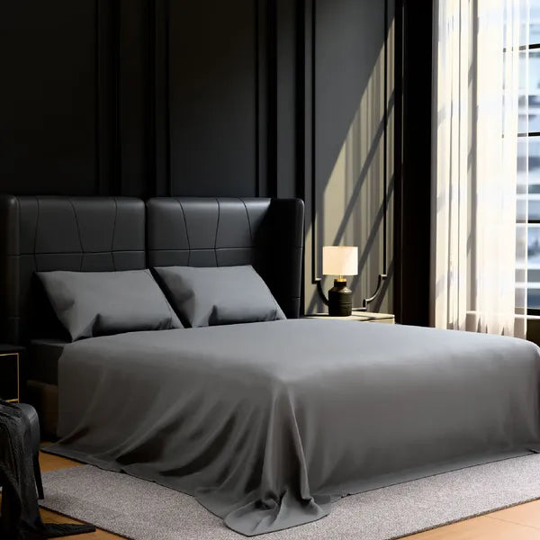 King Sheet Set 4PC Grey Brushed Microfiber Deep Pocket Soft Wrinkle Resistant