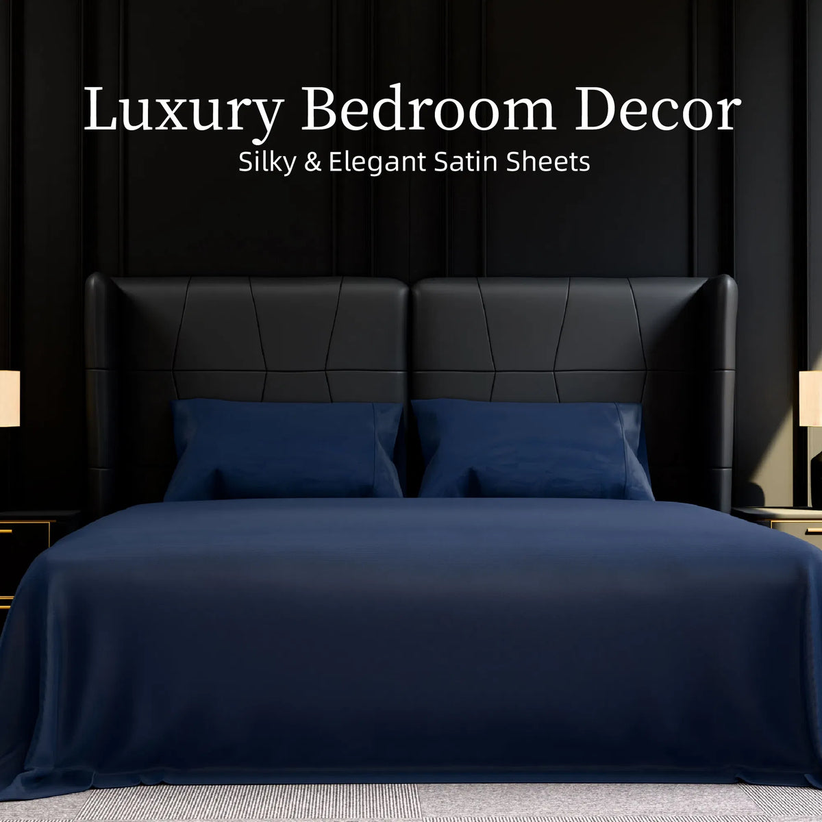 King Size Sheets 4PC Navy Blue Brushed Microfiber 14" Deep Pocket Bedding Set
