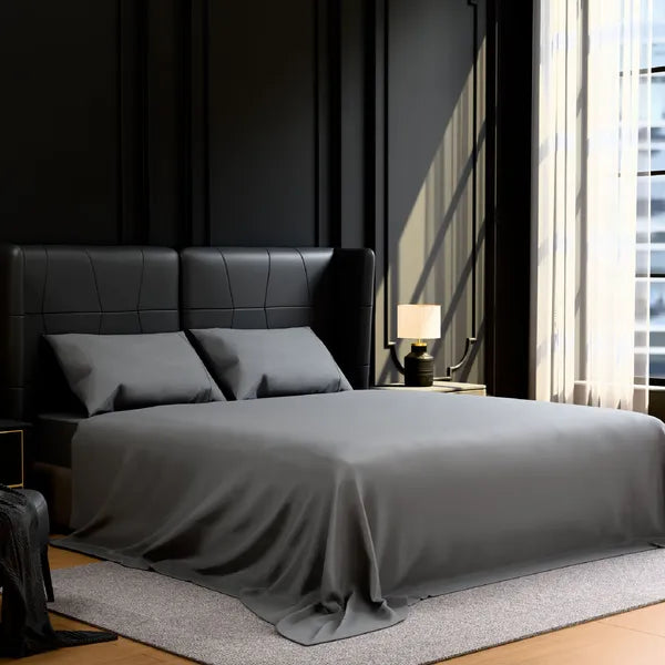 Queen Bed Sheet Set 4 Piece Gray Brushed Microfiber Soft Deep Pocket Bedding