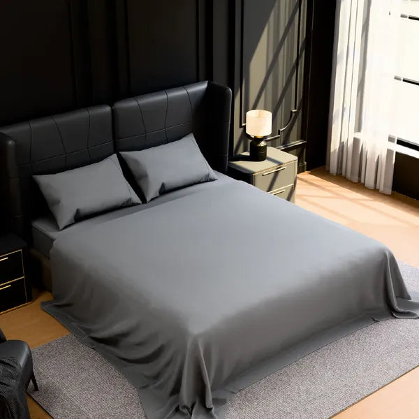 Queen Bed Sheet Set 4 Piece Gray Brushed Microfiber Soft Deep Pocket Bedding