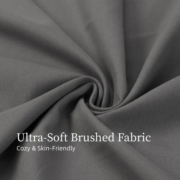 Queen Bed Sheet Set 4 Piece Gray Brushed Microfiber Soft Deep Pocket Bedding
