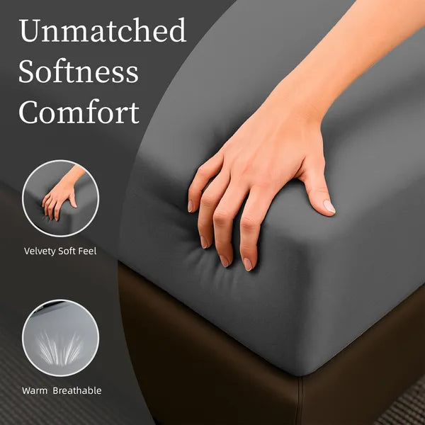 Queen Bed Sheet Set 4 Piece Gray Brushed Microfiber Soft Deep Pocket Bedding