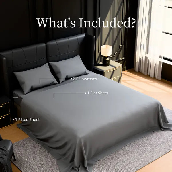 Queen Bed Sheet Set 4 Piece Gray Brushed Microfiber Soft Deep Pocket Bedding