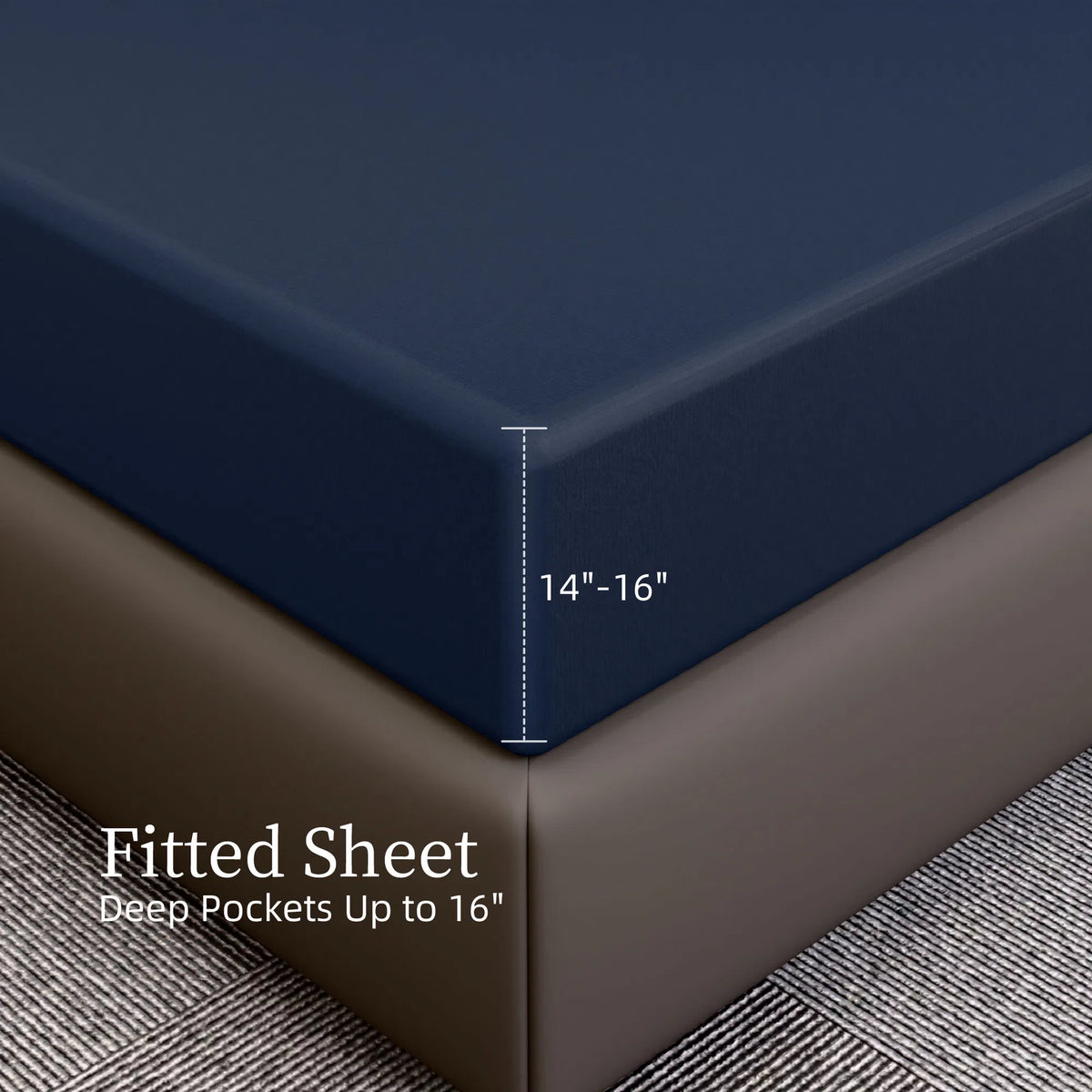 Queen Sheet Set 4 Piece Navy Blue Brushed Microfiber Soft 14" Deep Pocket Sheets
