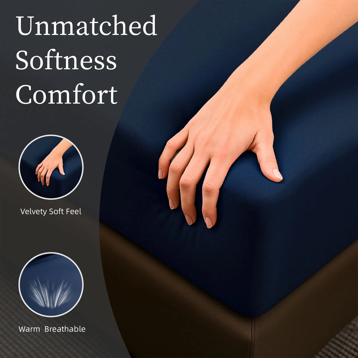 Queen Sheet Set 4 Piece Navy Blue Brushed Microfiber Soft 14" Deep Pocket Sheets