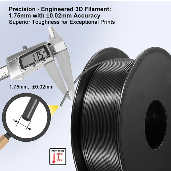 1.75mm PLA 3D Printer Filament 1KG Spool +/- 0.02mm Precision High Strength