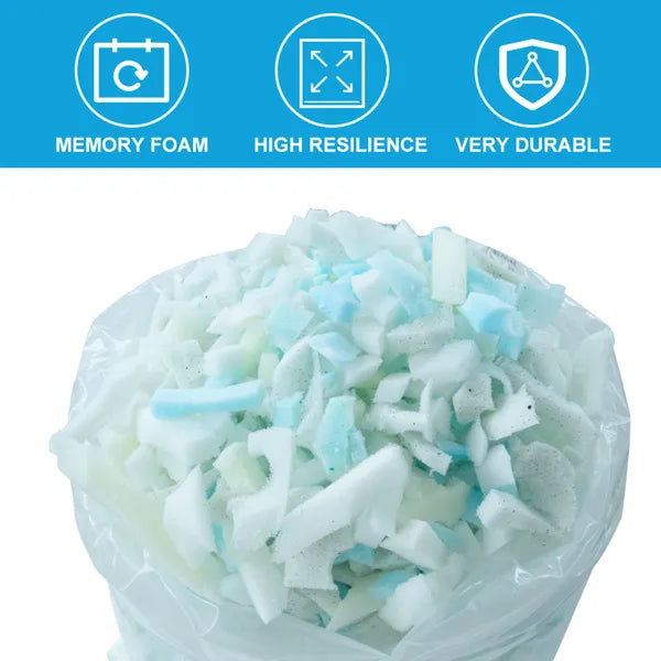 5 lbs Shredded Memory Foam Filling Pillow Stuffing Cushion Refill White Blue