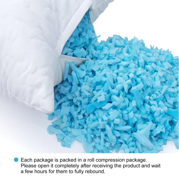 5 lbs Shredded Memory Foam Filling Pillow Stuffing Cushion Refill White Blue