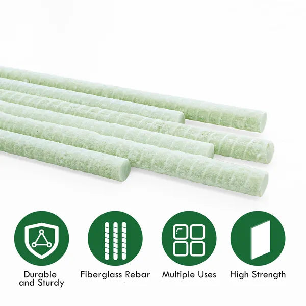 Fiberglass Rebar 1/2" x 48" 12 Pack FRP Non Corrosive Concrete Rods White