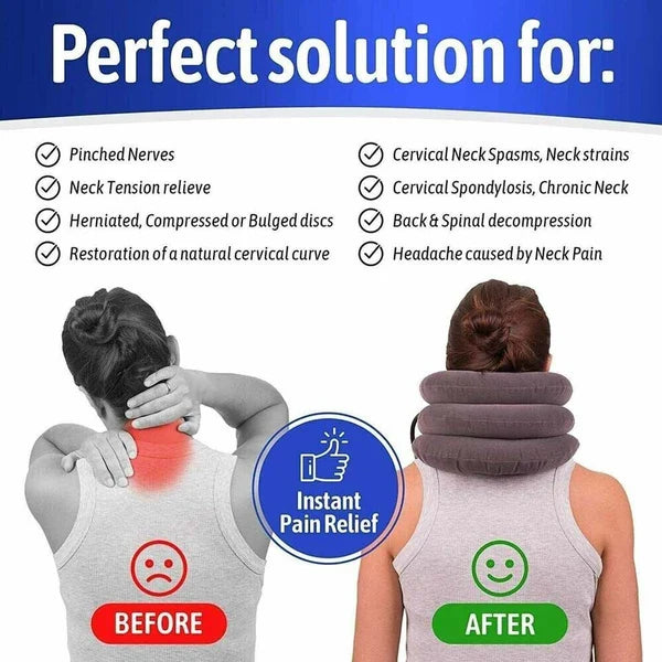 Inflatable Cervical Neck Traction Device Collar Support Stretcher Brace