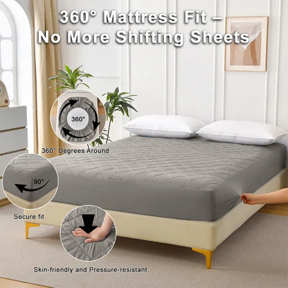 Queen Waterproof Mattress Protector Ultrasonic Diamond Grid Pad Cover Fitted