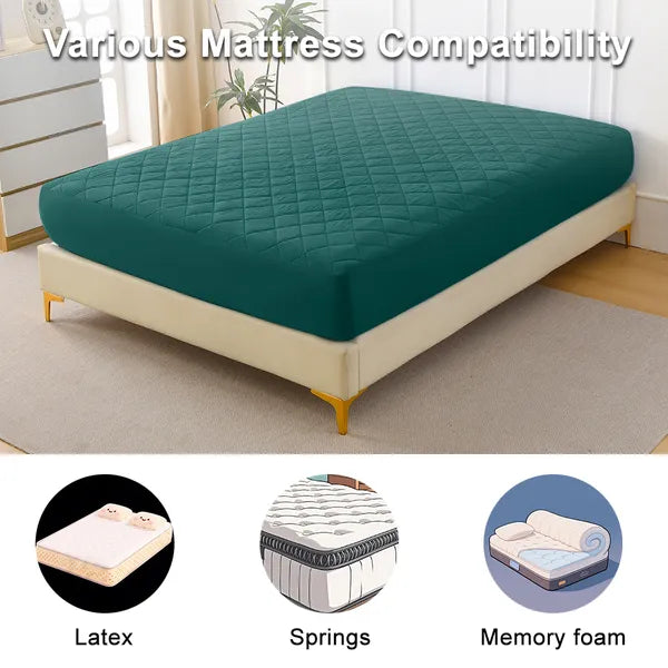 Queen Waterproof Mattress Protector Ultrasonic Diamond Grid Pad Cover Fitted