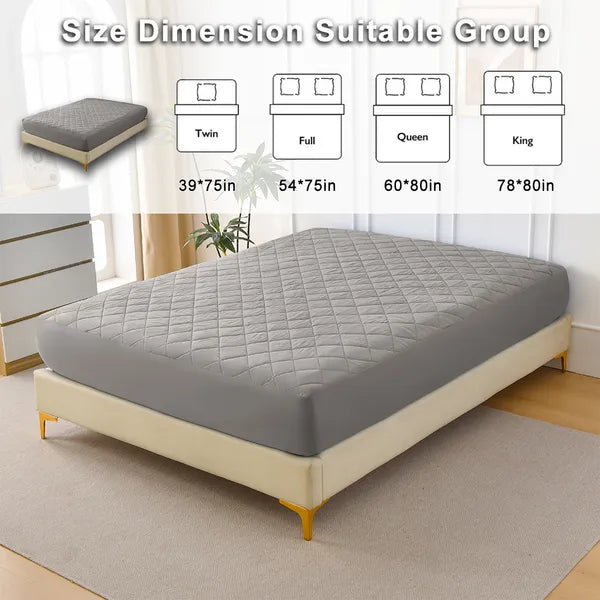 Queen Waterproof Mattress Protector Ultrasonic Diamond Grid Pad Cover Fitted