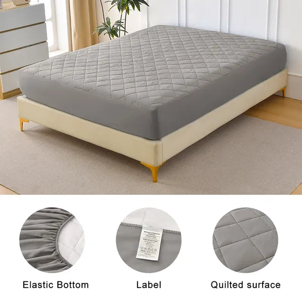 Queen Waterproof Mattress Protector Ultrasonic Diamond Grid Pad Cover Fitted