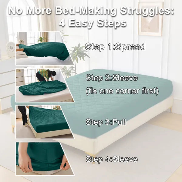Queen Waterproof Mattress Protector Ultrasonic Diamond Grid Pad Cover Fitted