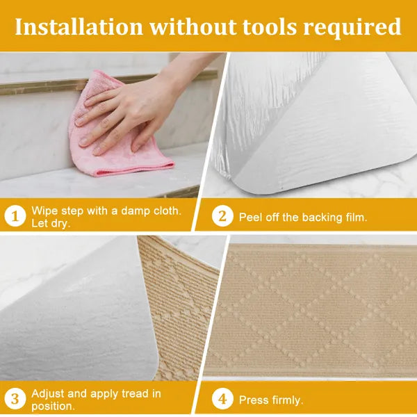 4 Pack Peel Stick Stair Treads 8x30 Non Slip Carpet Covers Wooden Steps Indoor