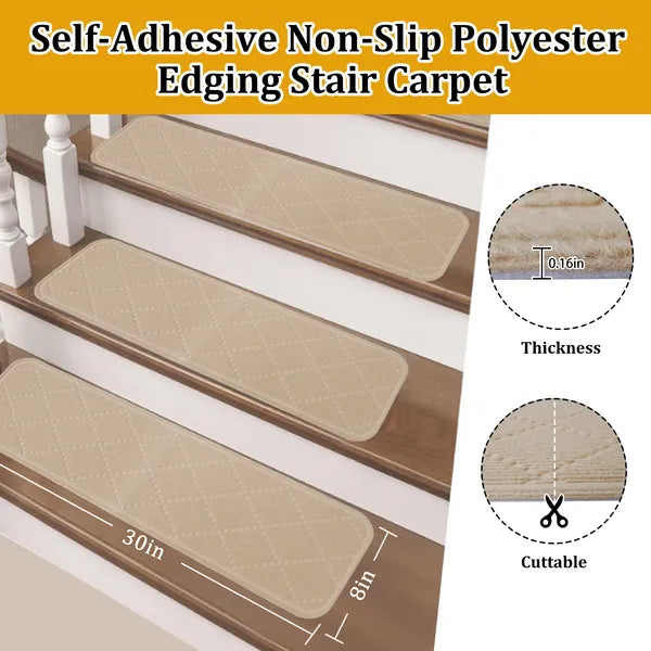 4 Pack Peel Stick Stair Treads 8x30 Non Slip Carpet Covers Wooden Steps Indoor