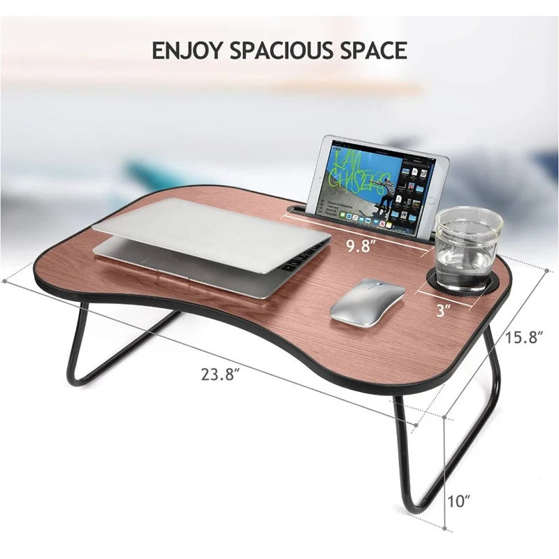 Portable Laptop Bed Desk Foldable Lap Table Cup Holder Sofa Couch Notebook Tray