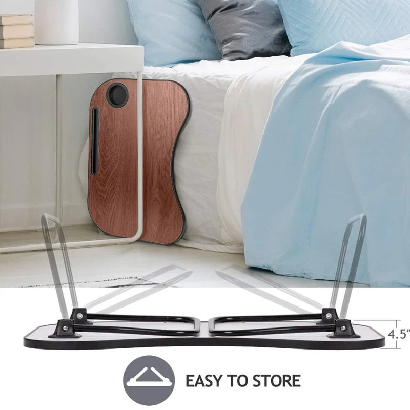 Portable Laptop Bed Desk Foldable Lap Table Cup Holder Sofa Couch Notebook Tray