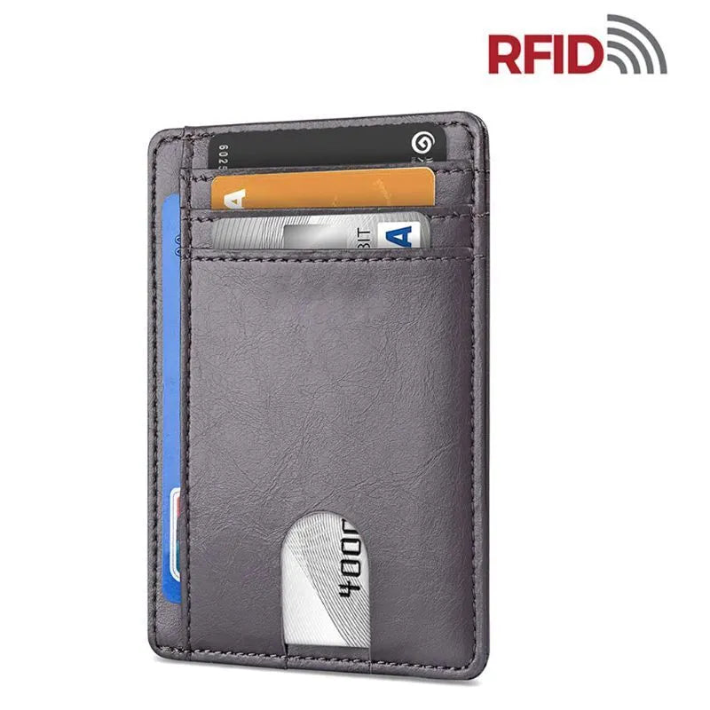 Mens Leather Slim Wallet RFID Blocking Credit Card Holder ID Money Pocket