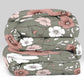 5 Piece Green Floral Duvet Cover Set With Corner Ties Pillowcases Cushion Shams
