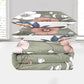 5 Piece Green Floral Duvet Cover Set With Corner Ties Pillowcases Cushion Shams