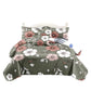 5 Piece Green Floral Duvet Cover Set With Corner Ties Pillowcases Cushion Shams