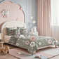 5 Piece Green Floral Duvet Cover Set With Corner Ties Pillowcases Cushion Shams