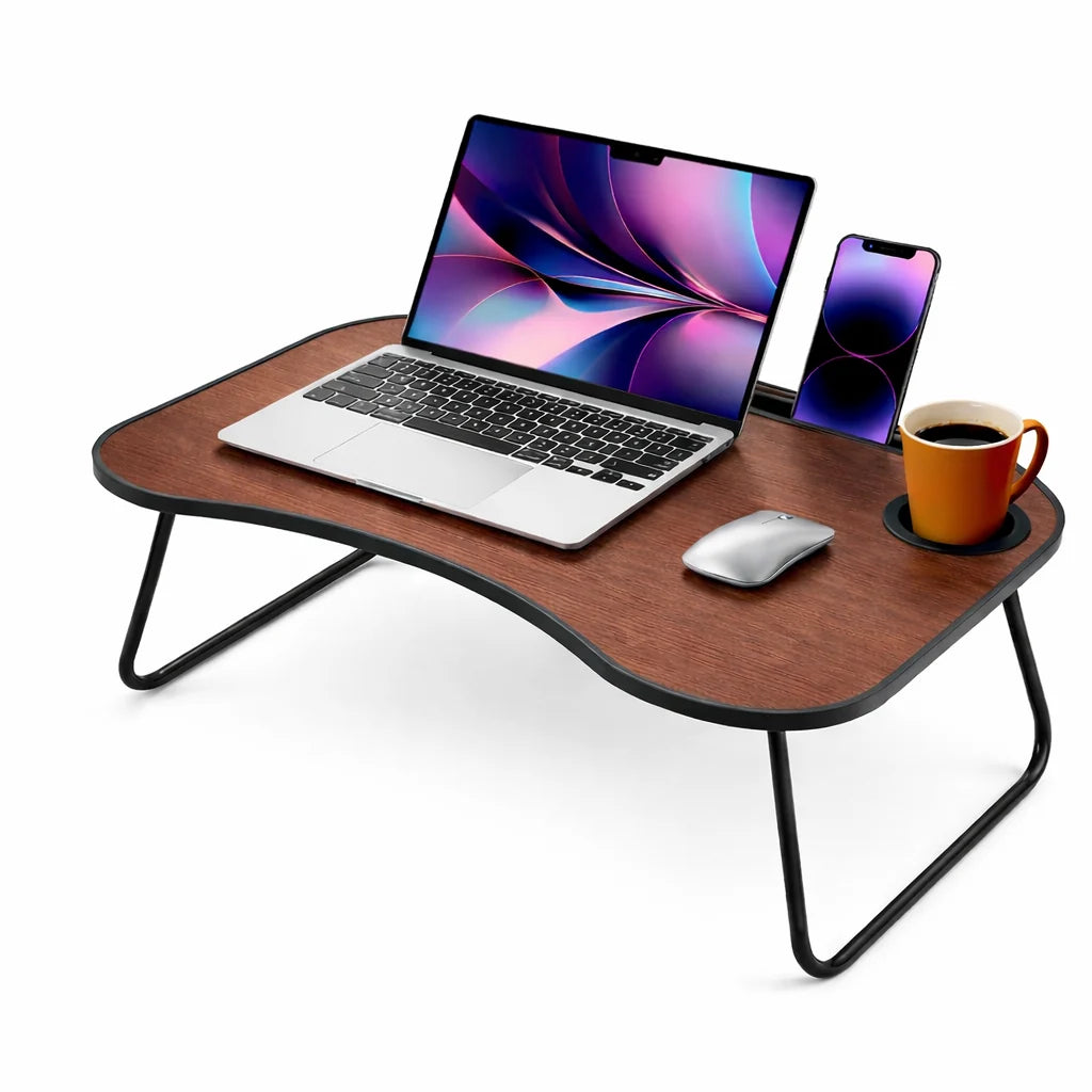 Portable Laptop Bed Desk Foldable Lap Table Cup Holder Sofa Couch Notebook Tray