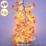 Fall Lighted Garland Leaves Autumn Decor Battery Operated Lights with Timer