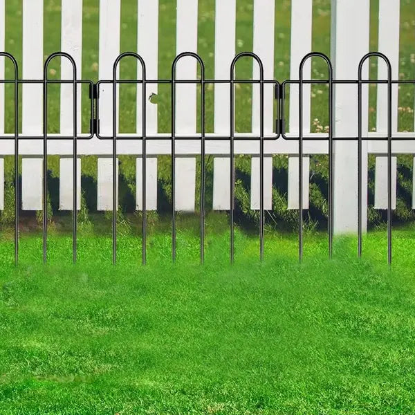 10 Pack Decorative Garden Fence Wrought Iron Animal Barrier Interlocking Black