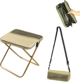 Portable Folding Camping Stool with Shoulder Bag Oxford Cloth Khaki Outdoor Seat
