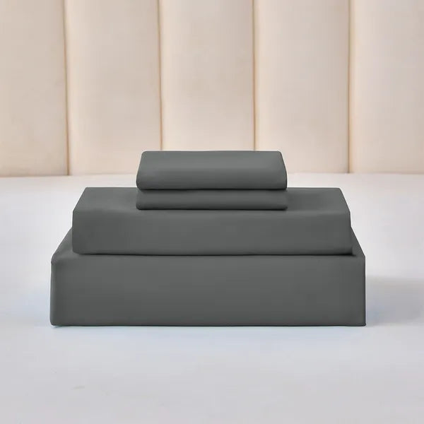 King 4 Piece Bed Sheet Set Soft Cotton Blend Fitted Flat Sheet 2 Pillowcases