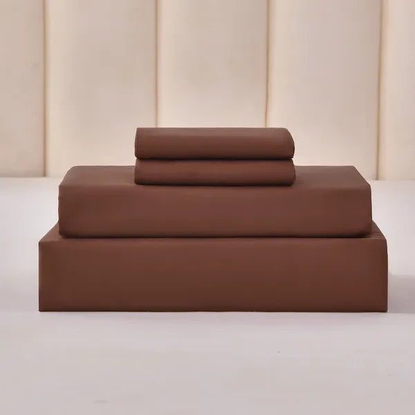 King 4 Piece Bed Sheet Set Soft Cotton Blend Fitted Flat Sheet 2 Pillowcases
