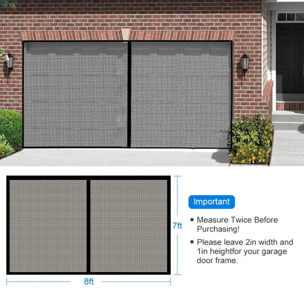 Magnetic Garage Door Screen 8x7 16x7 Fiberglass Mesh Weighted Bottom Auto Close