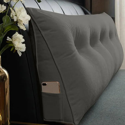 Triangular Reading Pillow Wedge Cushion 39 Inch Large Headboard Backrest Gray