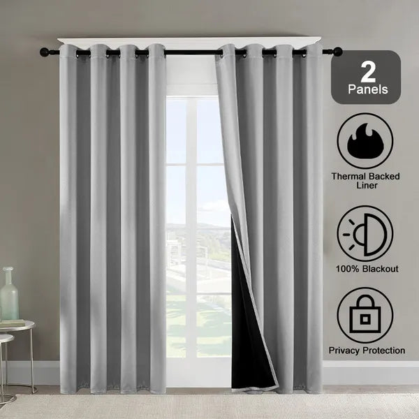 52x63 Blackout Curtains 2 Panels Thermal Insulated Grommet Privacy Drapes