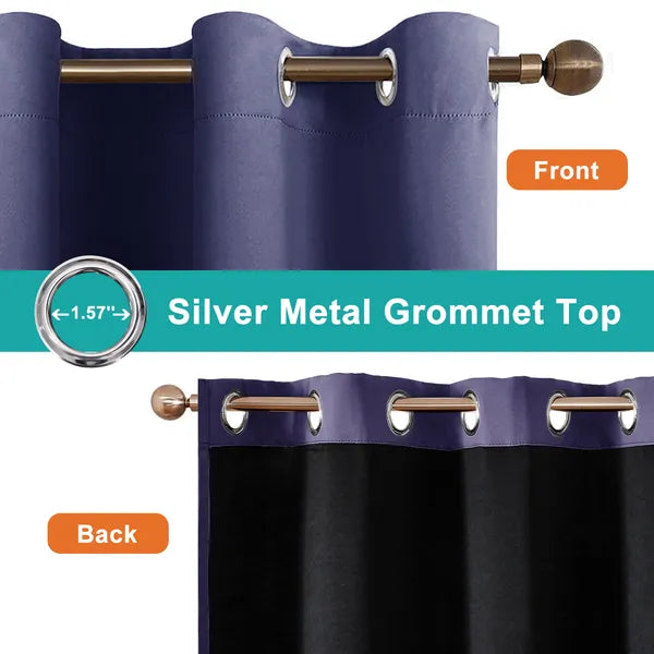 52x63 Blackout Curtains 2 Panels Thermal Insulated Grommet Privacy Drapes