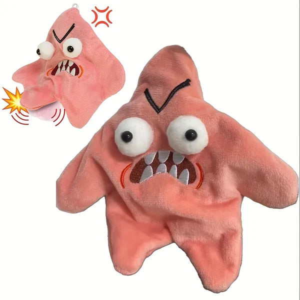 Grumpy Starfish Pink Kicking Plush Backpack Keychain Cute Funny Gift Pendant