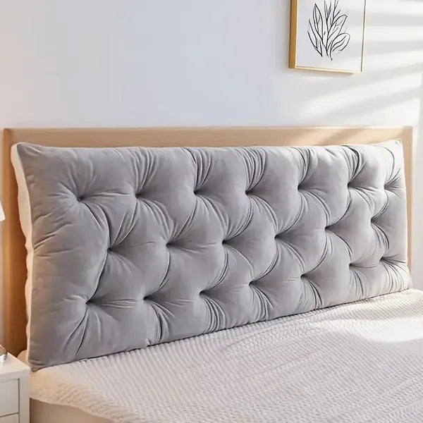 1.2m Headboard Pillow 47 Inch Reading Backrest Cushion Natural Cotton Beige Gray