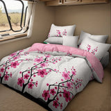 Pink Cherry Blossom Quilt Set 5 Piece Water Resistant Bedspread Queen King Cal King
