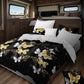 9 Piece Black Gold Butterfly Bedspread Curtain Set Queen King Cal King Bedding