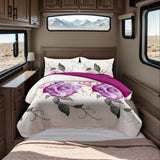 9 Piece Purple Rose Bedspread Curtain Set Queen King Cal King Bedding